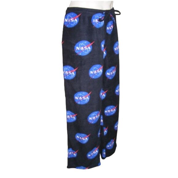 BUZZ ALDRIN NASA Lounge Pants, XL, Black, LOGO, Fleece, Elastic Waist/Drawstring - Picture 3 of 7